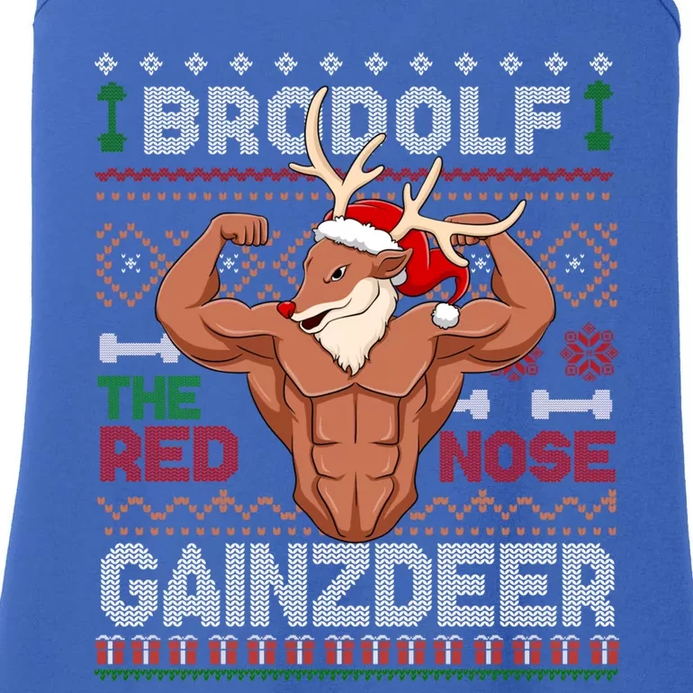 Brodolf The Red Nose Gainzdeer Gym Ugly Christmas Sweater Gift Ladies Essential Tank