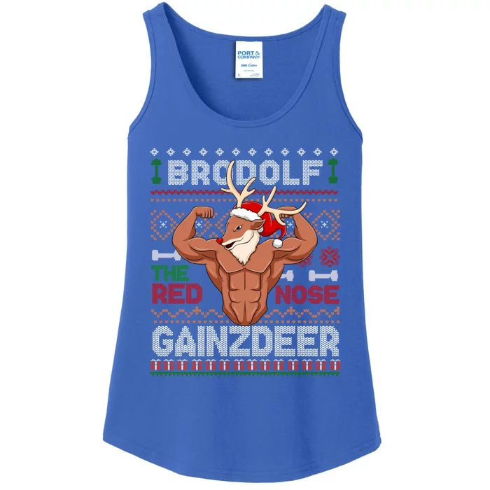 Brodolf The Red Nose Gainzdeer Gym Ugly Christmas Sweater Gift Ladies Essential Tank