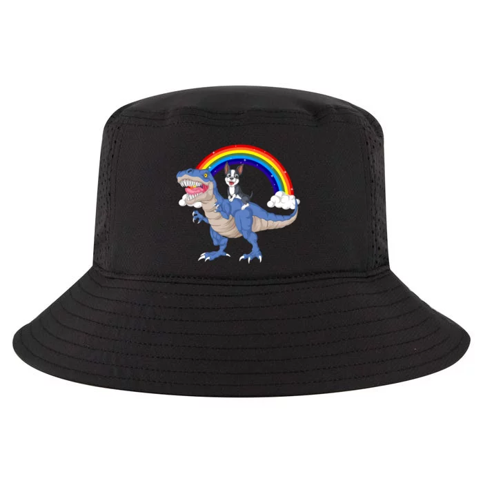 Boston Terrier Riding Dinosaur Cool Comfort Performance Bucket Hat