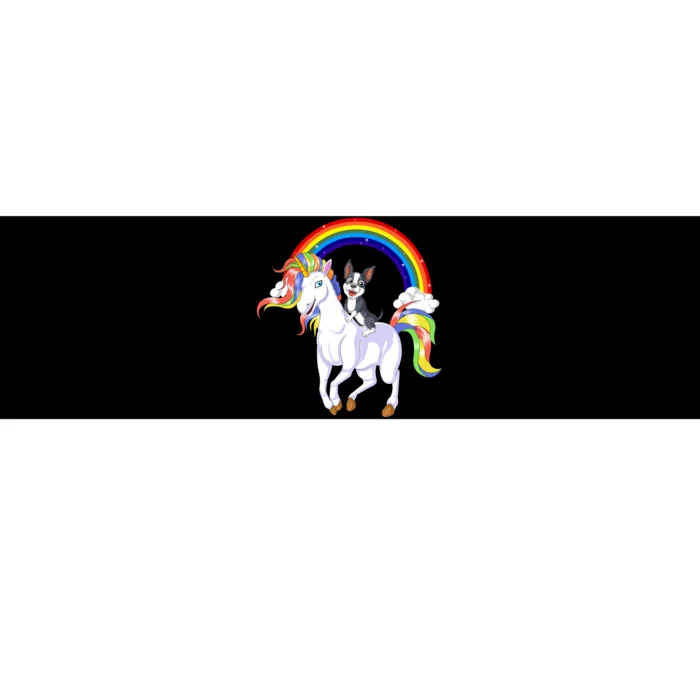 Boston Terrier Riding Unicorn Bumper Sticker