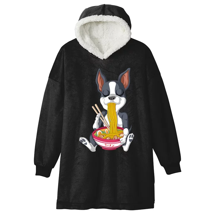 Boston Terrier Ramen Hooded Wearable Blanket