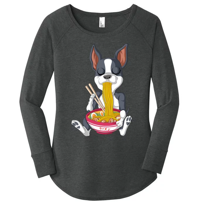 Boston Terrier Ramen Women's Perfect Tri Tunic Long Sleeve Shirt