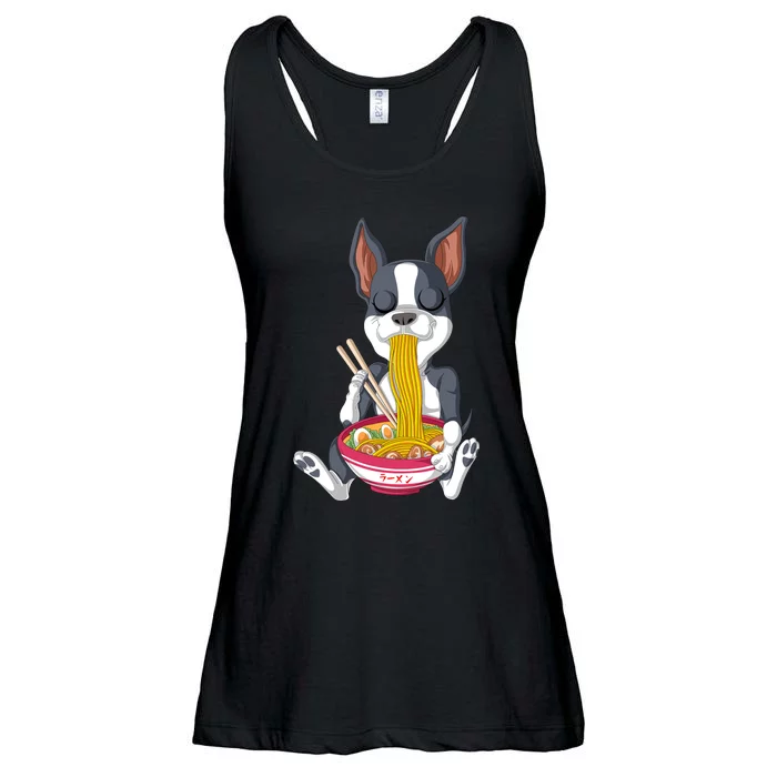 Boston Terrier Ramen Ladies Essential Flowy Tank