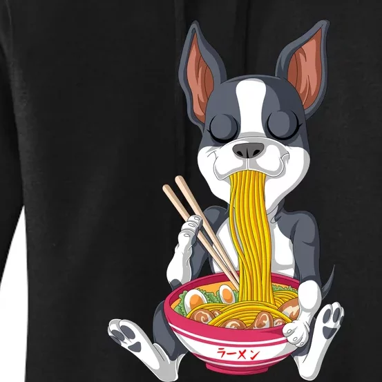 Boston Terrier Ramen Women's Pullover Hoodie