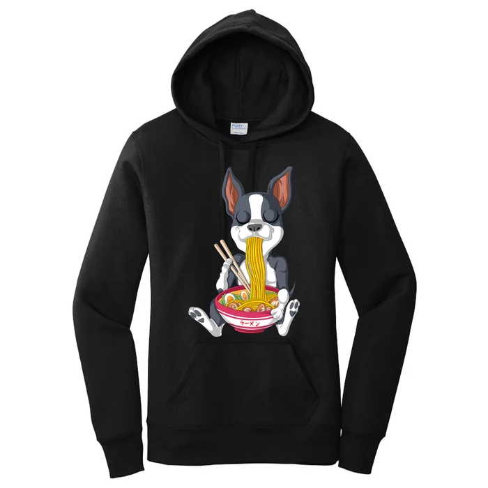 Boston Terrier Ramen Women's Pullover Hoodie