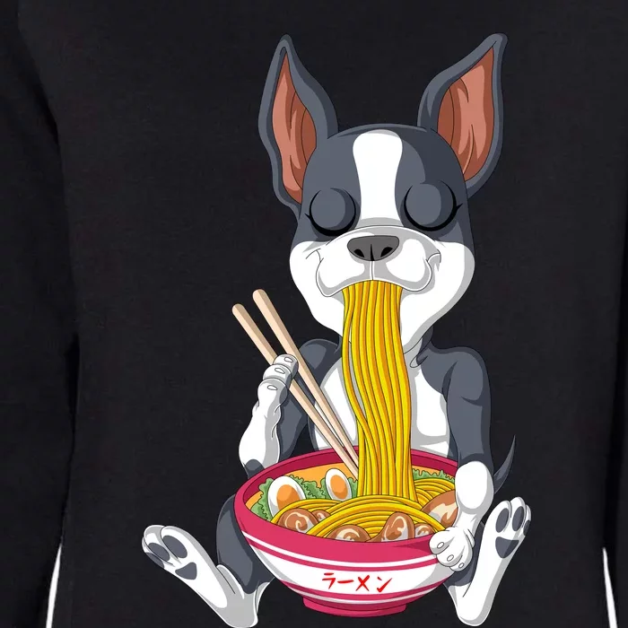 Boston Terrier Ramen Womens California Wash Sweatshirt