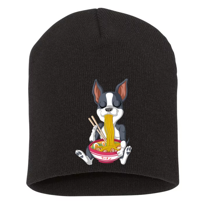 Boston Terrier Ramen Short Acrylic Beanie