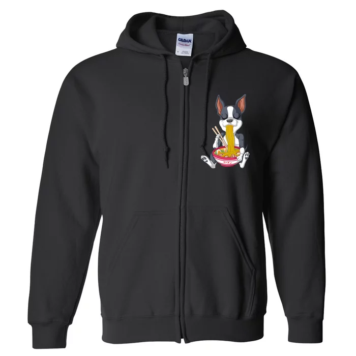 Boston Terrier Ramen Full Zip Hoodie