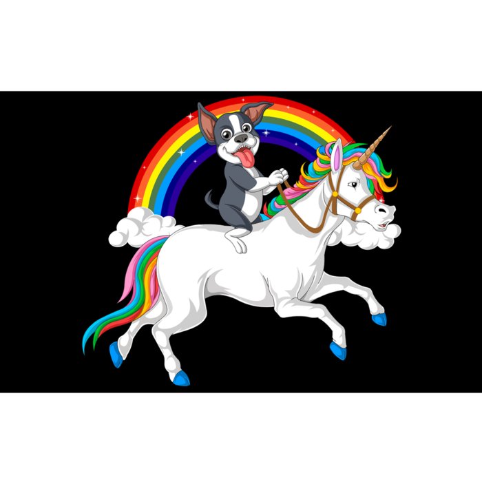 Boston Terrier Riding Unicorn Bumper Sticker