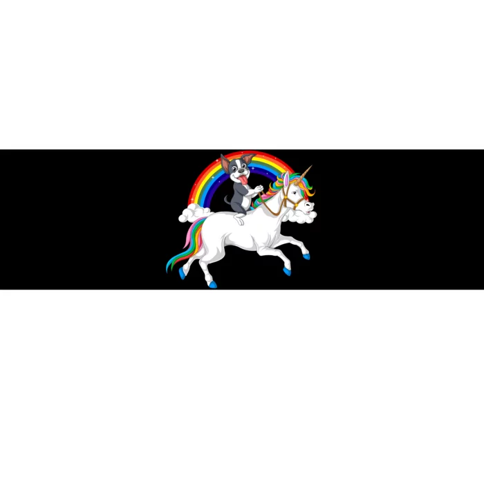 Boston Terrier Riding Unicorn Bumper Sticker