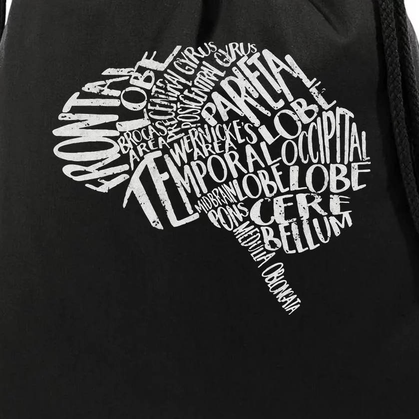 Brain Typography RN Neuroscience Nurse Neurologist Drawstring Bag