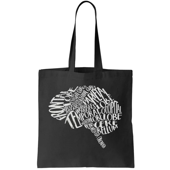 Brain Typography RN Neuroscience Nurse Neurologist Tote Bag