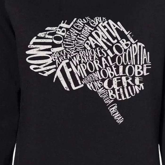 Brain Typography RN Neuroscience Nurse Neurologist Womens California Wash Sweatshirt