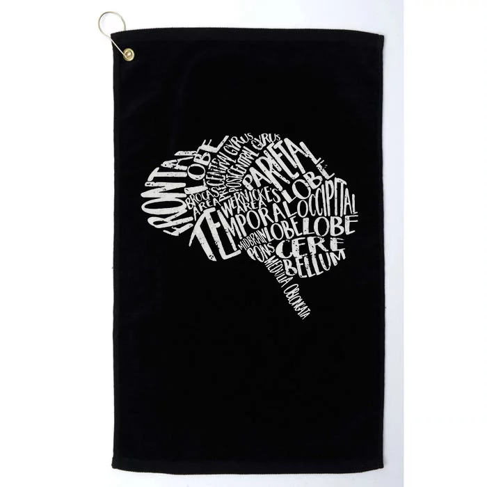 Brain Typography RN Neuroscience Nurse Neurologist Platinum Collection Golf Towel