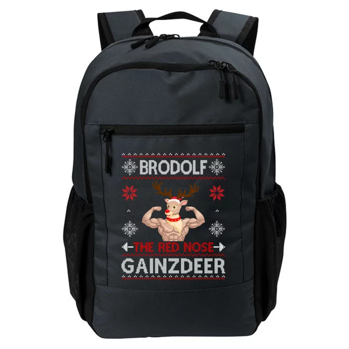 Brodolf The Red Nose Gainzdeer Funny Gym Ugly Sweater Gift Daily Commute Backpack