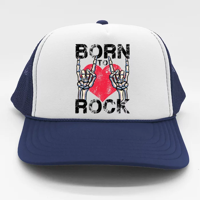 Born To Rock Lets Rock Vintage Retro Rock&Roll Rock Concert Trucker Hat