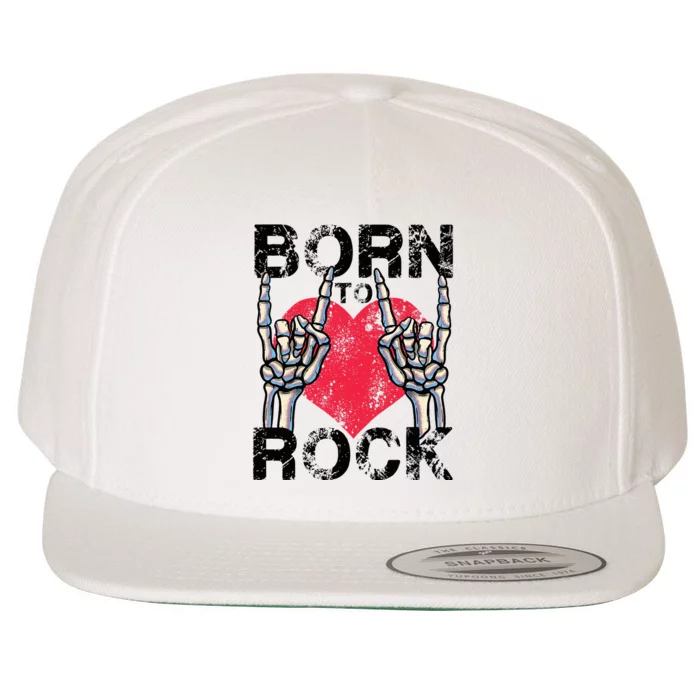 Born To Rock Lets Rock Vintage Retro Rock&Roll Rock Concert Wool Snapback Cap