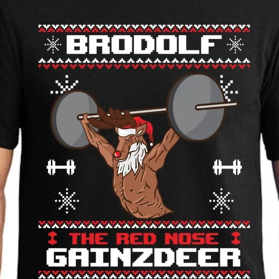 Brodolf The Red Nose Gainzdeer Gym Ugly Christmas Sweater, Pajama Set