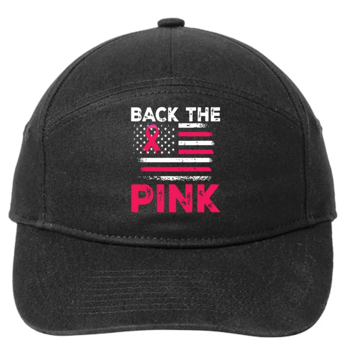 Back The Ribbon Flag Breast Cancer Warrior 7-Panel Snapback Hat