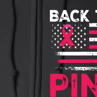 Back The Ribbon Flag Breast Cancer Warrior Full Zip Hoodie