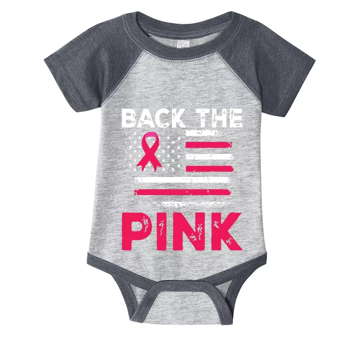 Back The Ribbon Flag Breast Cancer Warrior Infant Baby Jersey Bodysuit