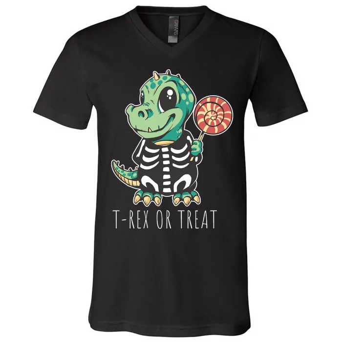 Baby T Rex Dinosaur Skeleton V-Neck T-Shirt