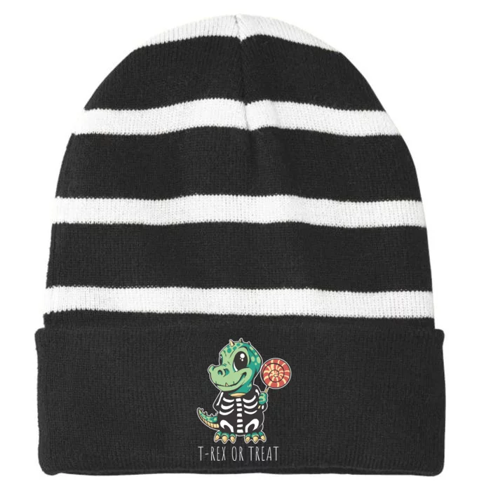 Baby T Rex Dinosaur Skeleton Striped Beanie with Solid Band