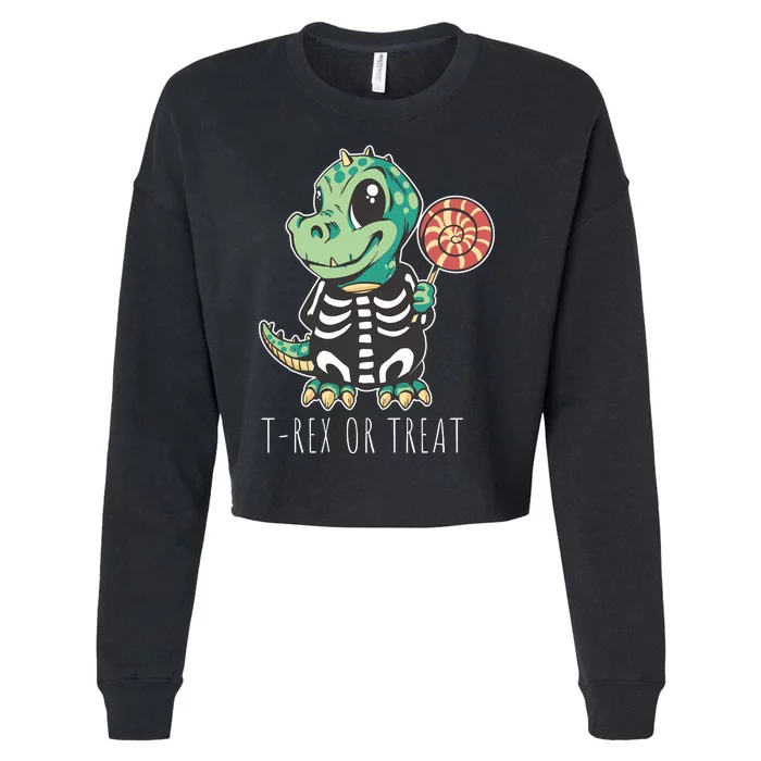 Baby T Rex Dinosaur Skeleton Cropped Pullover Crew