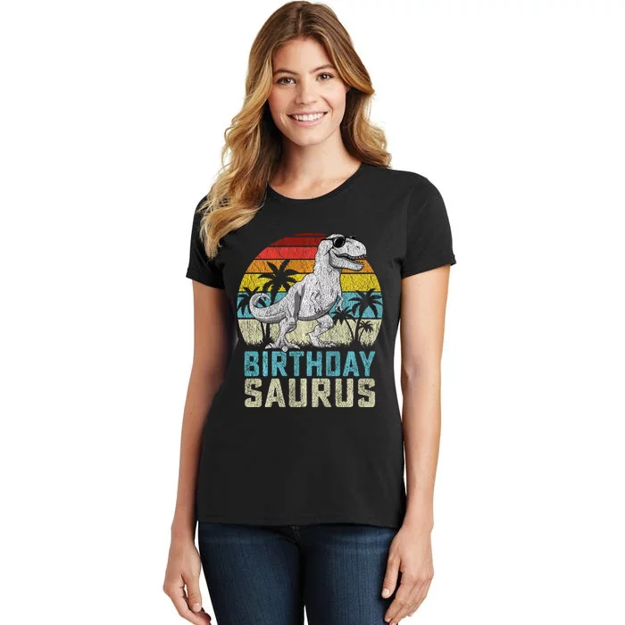 Birthdaysaurus T Rex Dinosaur Birthday Saurus Family Long Sleeve Women's T-Shirt