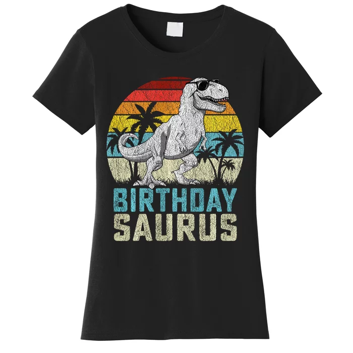 Birthdaysaurus T Rex Dinosaur Birthday Saurus Family Long Sleeve Women's T-Shirt