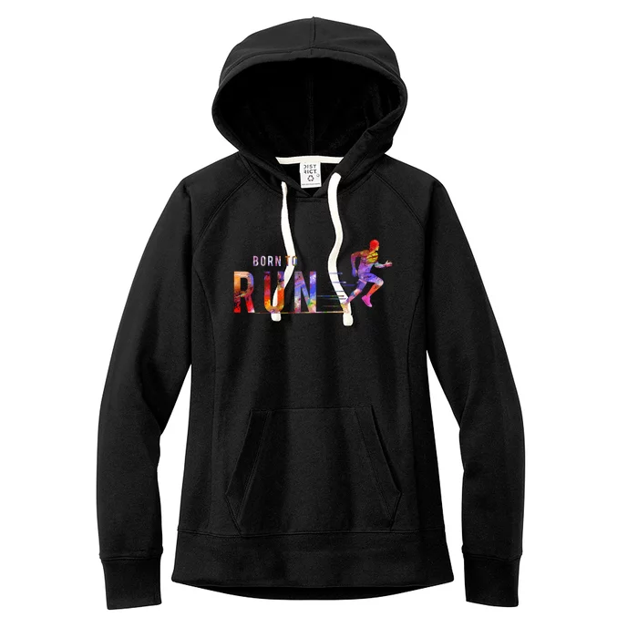 Born To Run Marathon Runner Sports Colorful Women's Fleece Hoodie