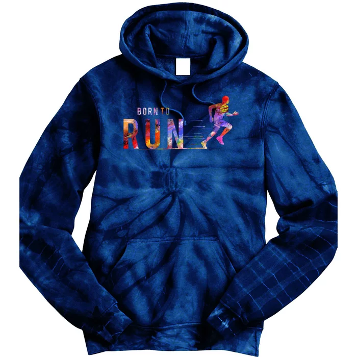 Born To Run Marathon Runner Sports Colorful Tie Dye Hoodie