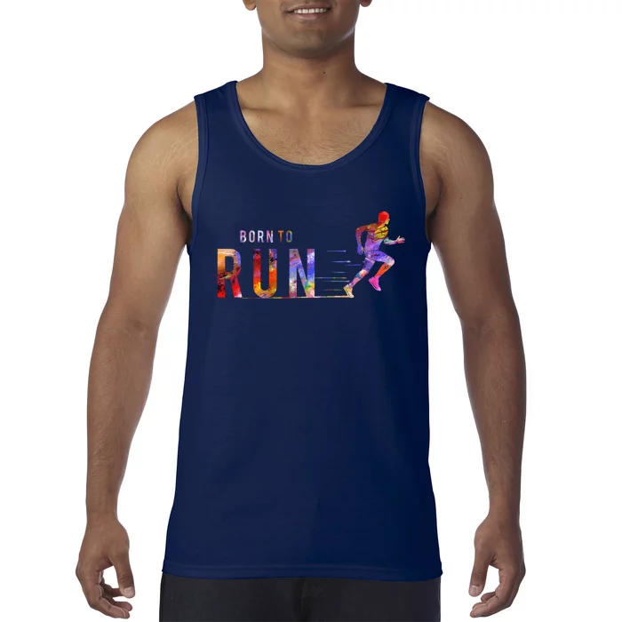 Born To Run Marathon Runner Sports Colorful Tank Top