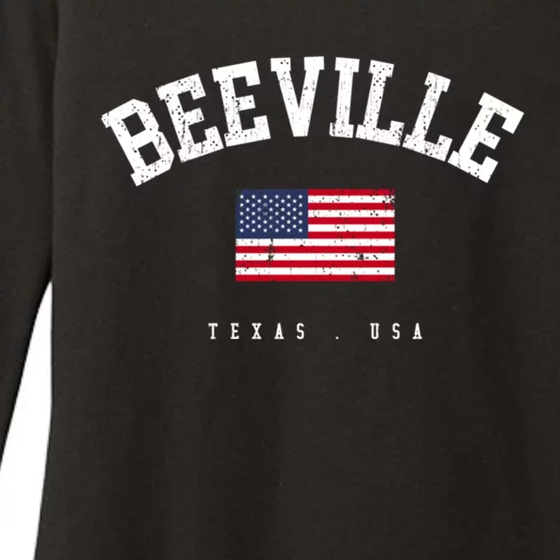 Beeville Tx Retro American Flag Usa City Name Gift Womens CVC Long Sleeve Shirt