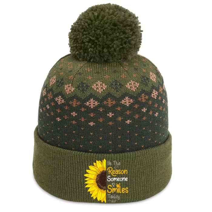 Be The Reason Someone Smiles Today Sunflower Inspirational The Baniff Cuffed Pom Beanie