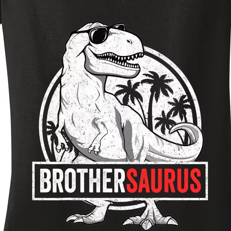 Brothersaurus T Rex Dinosaur Brother Saurus Family Matching Women's V-Neck T-Shirt