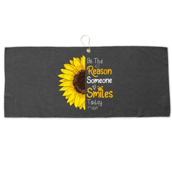 Be The Reason Someone Smiles Today Sunflower Inspirational Large Microfiber Waffle Golf Towel