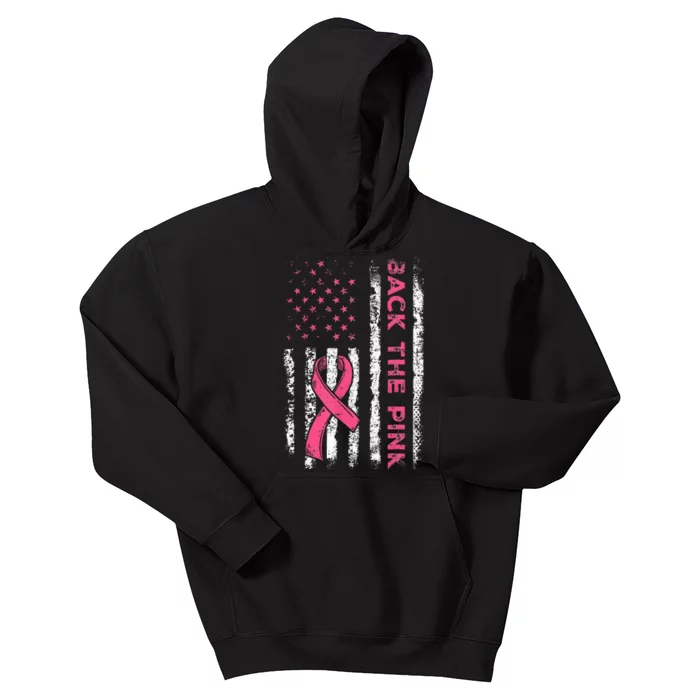 Back The Ribbon American Flag Kids Hoodie