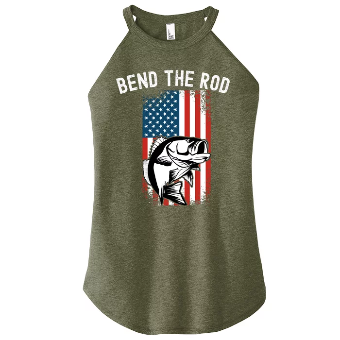 Bend The Rod, Funny Fishing Pole, Funny Fisherman Outdoor Women’s Perfect Tri Rocker Tank