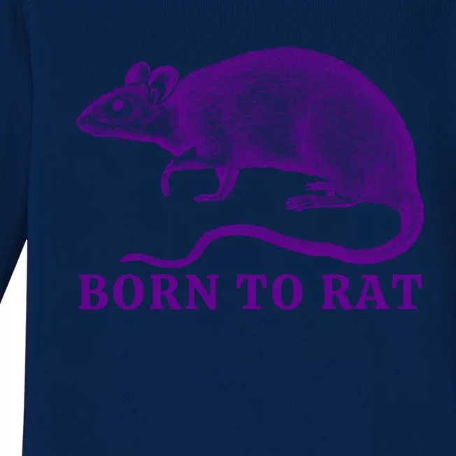 Born To Rat Funny Rat Meme Baby Long Sleeve Bodysuit