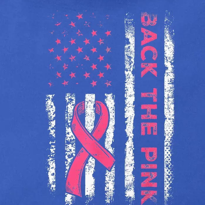 Back The Ribbon American Flag Breast Cancer Awareness Zip Tote Bag