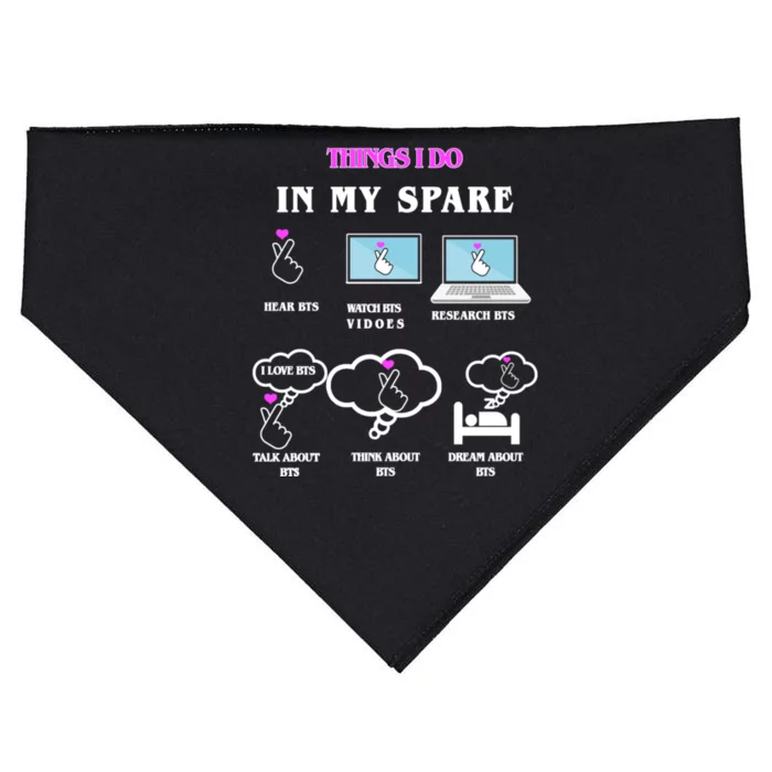 BTS Things I Do Spare Time Funny USA-Made Doggie Bandana