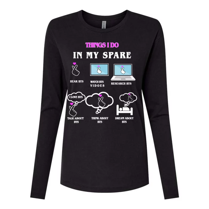 BTS Things I Do Spare Time Funny Womens Cotton Relaxed Long Sleeve T-Shirt