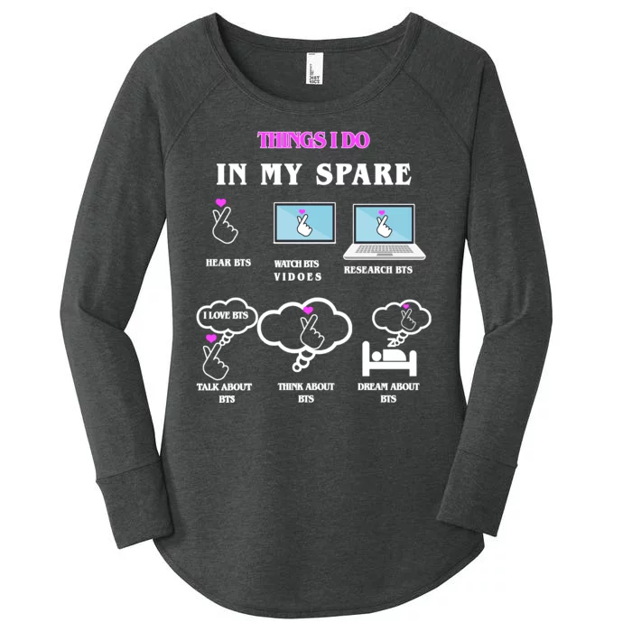 BTS Things I Do Spare Time Funny Women's Perfect Tri Tunic Long Sleeve Shirt