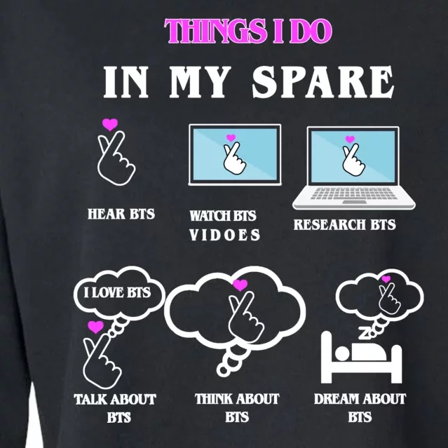 BTS Things I Do Spare Time Funny Cropped Pullover Crew