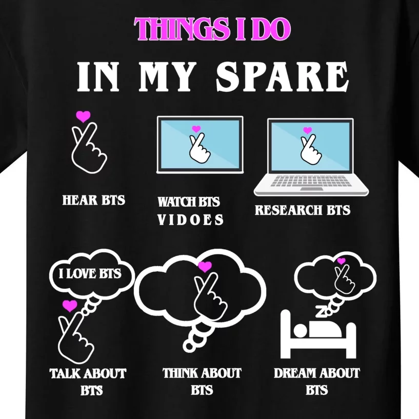 BTS Things I Do Spare Time Funny Kids T-Shirt