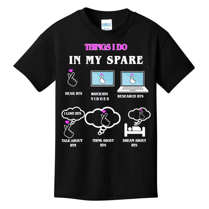 BTS Things I Do Spare Time Funny Kids T-Shirt