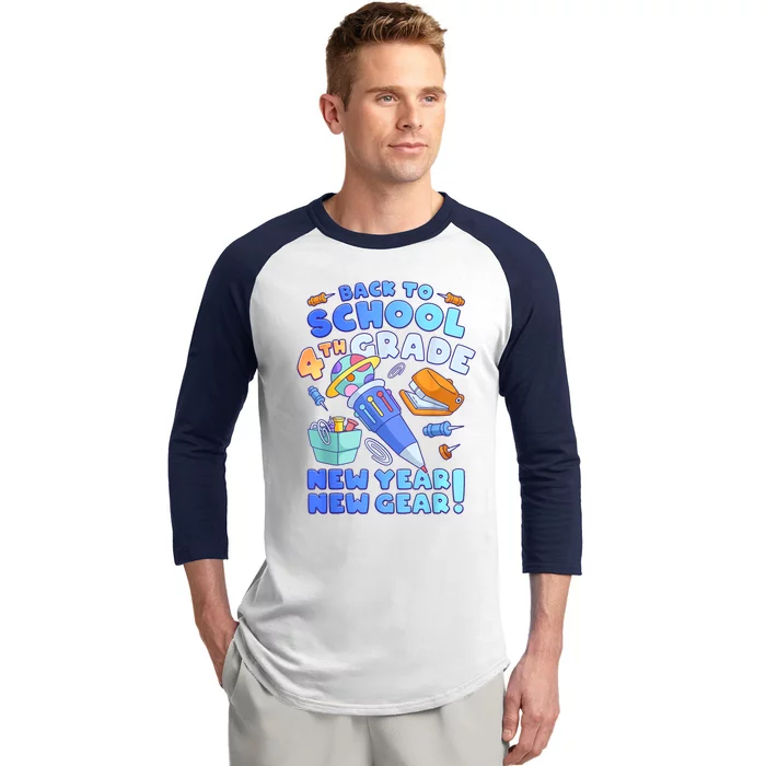 Back To School Boy 4th Grade School Supplies Baseball Sleeve Shirt