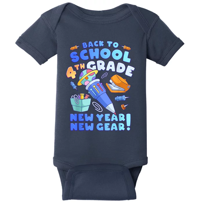 Back To School Boy 4th Grade School Supplies Baby Bodysuit