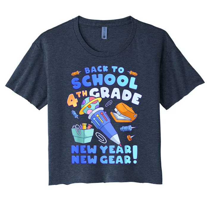 Back To School Boy 4th Grade School Supplies Women's Crop Top Tee